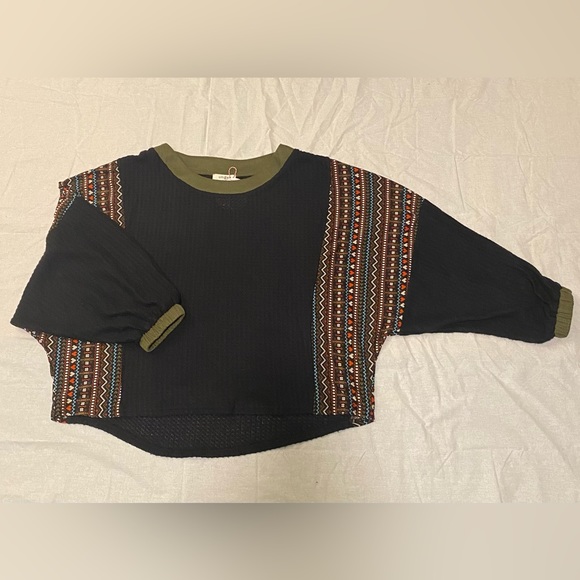 Umgee Waffle Knit Boho Print Top - Picture 7 of 11